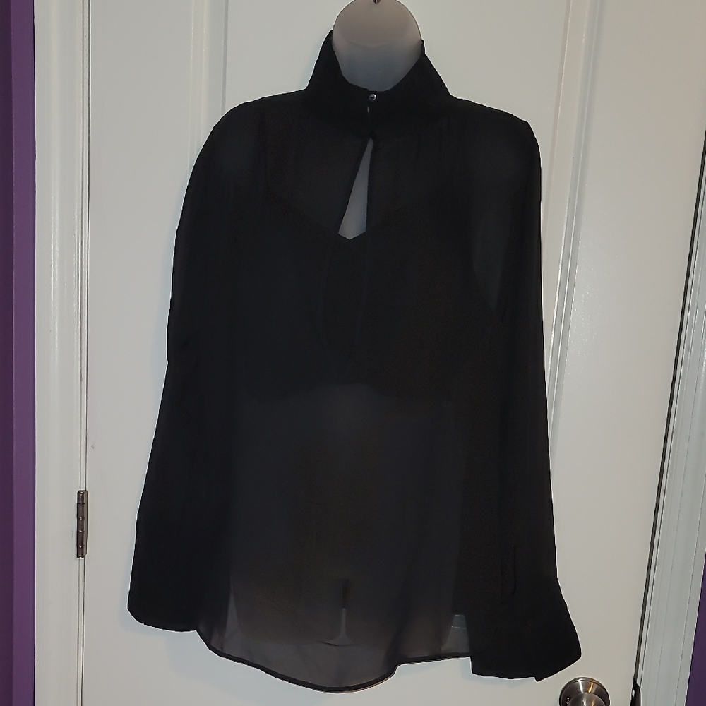 H&M Black Sheer Women's Top With Matching Bralette Sz: L NWT